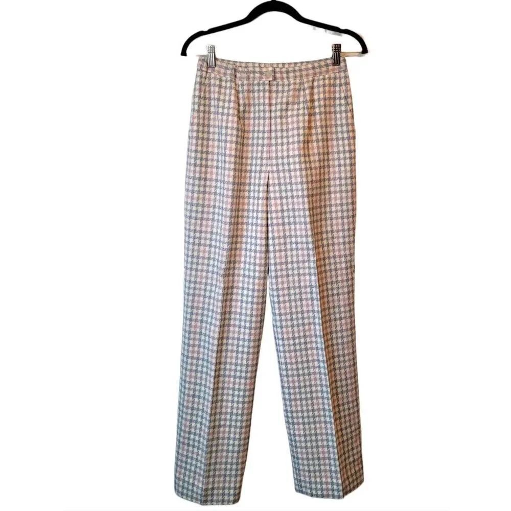 Pendleton Wool Cream Pastel Houndstooth Dress Pants Size 10